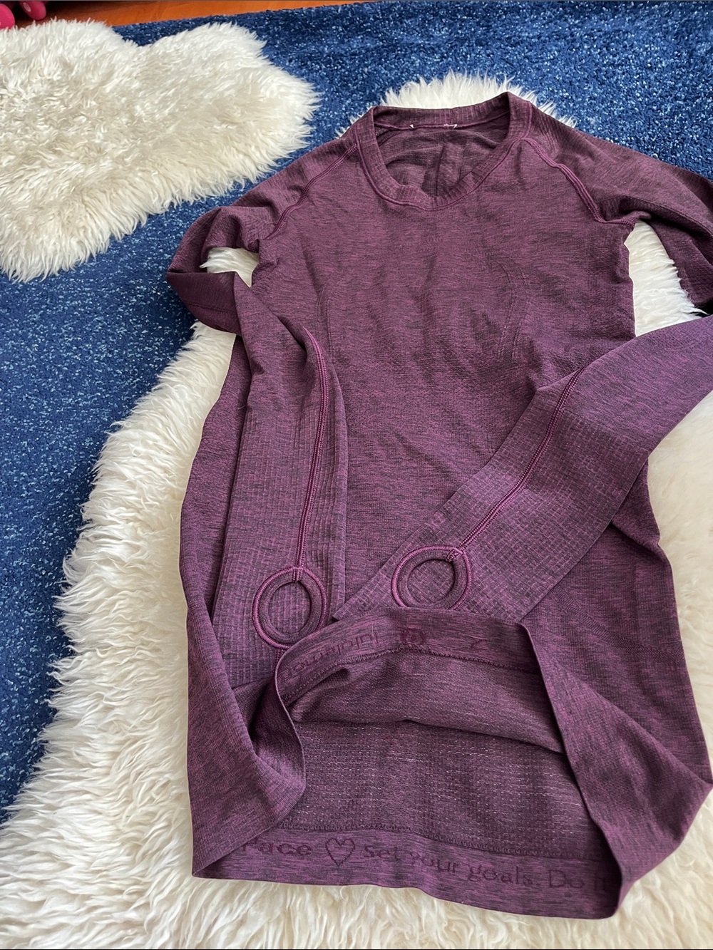 lululemon athletica Long Sleeve Crew Top - purple- size 2 - finger holes